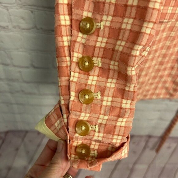 Free People Oversized Olivia Gingham blazer light academia size XS preppy - Picture 7 of 11